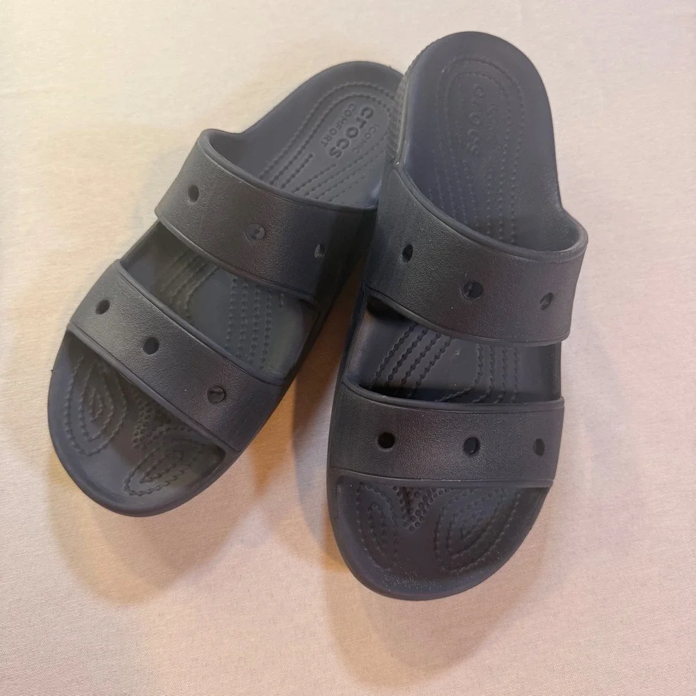 Crocs Classic Two-Strap Slide Sandals Navy Men 8 Women 10‎ Casual Comfort Travel